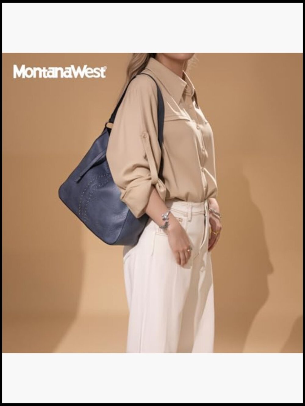 Vegan PU Leather Hobo Crossbody Bag with Zipper Closure and Detachable Strap - Picture 2 of 7